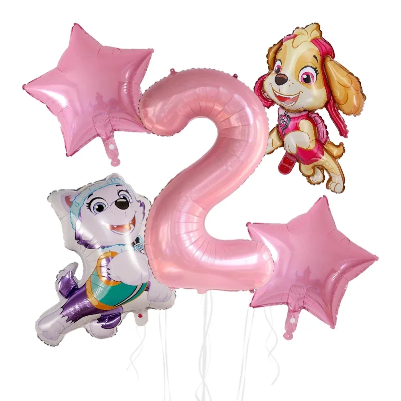 5 Stück Anime Paw Patrol Aluminiumfolienballons Set mit Zahlen für Kindergeburtstag, Partydekoration, Babyparty-Geschenke und Zubehör – Detail 3
