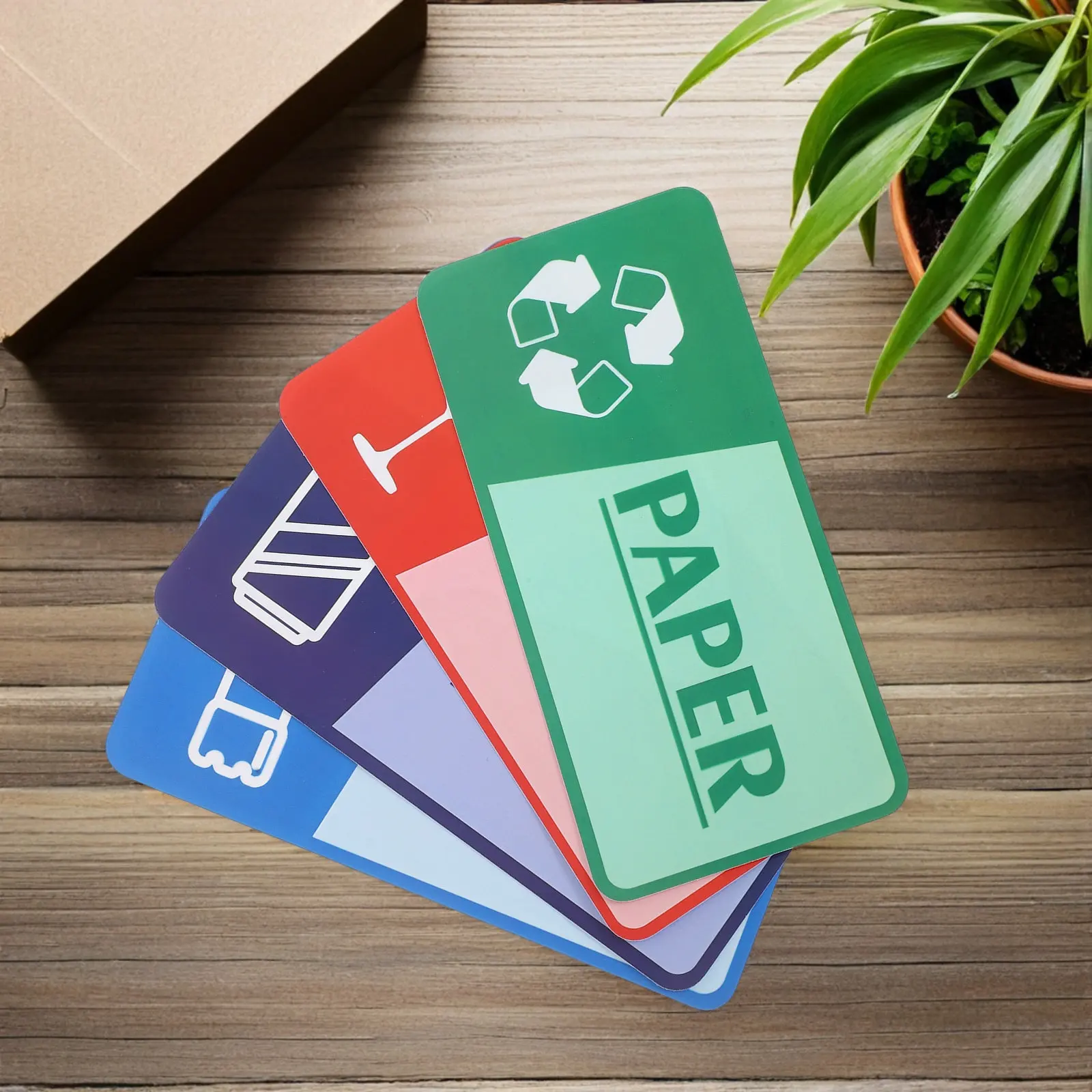 8Sheets Trash Recycle Sticker Fade-Resistant Self-Adhesive Label for Waste Bin Sorting Paper Plastic Glass Garbage Collection