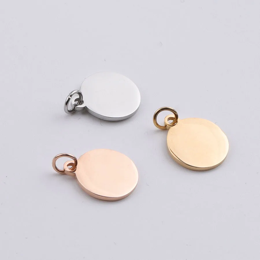 

10Pcs/Lot 12*17.5mm Mirror Polished Stainless Steel Round Disc Charms For DIY Making Necklace Jewelry Accessories Wholesale