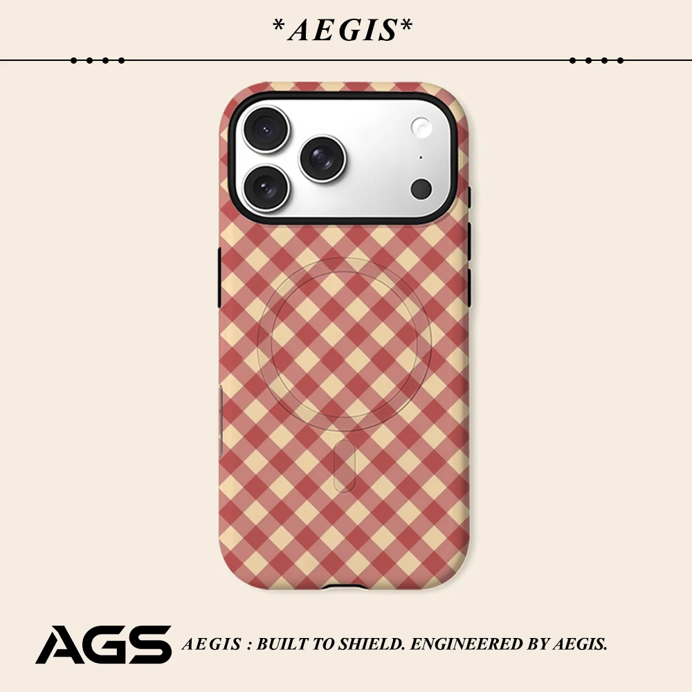 

Розовый чехол-накладка с узором «аргайл» для iPhone 17 16 15 14 13 Pro Max Plus, магнитный, однослойный/двухслойный, прочный