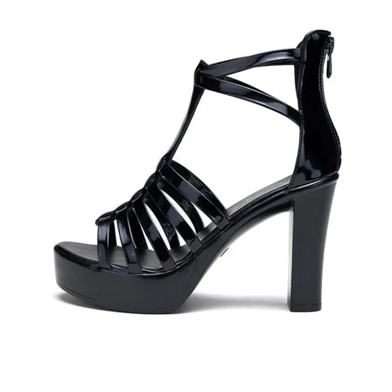 10cm Sexy styl rzymski sandały na platformie kobiety Party buty letnie buty na cienkich wysokich obcasach Gladiator Peep Toe sandały rozmiar 32 43