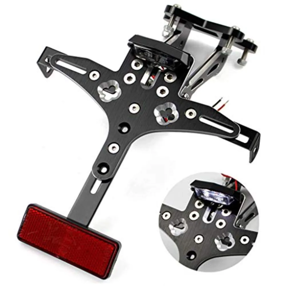 

Motorcycle Adjustable Parts Frame Rear License Plate Mount Holder Bracket Warn Lamp LED for YAMAHA FZ-09 MT-09 2014-2015