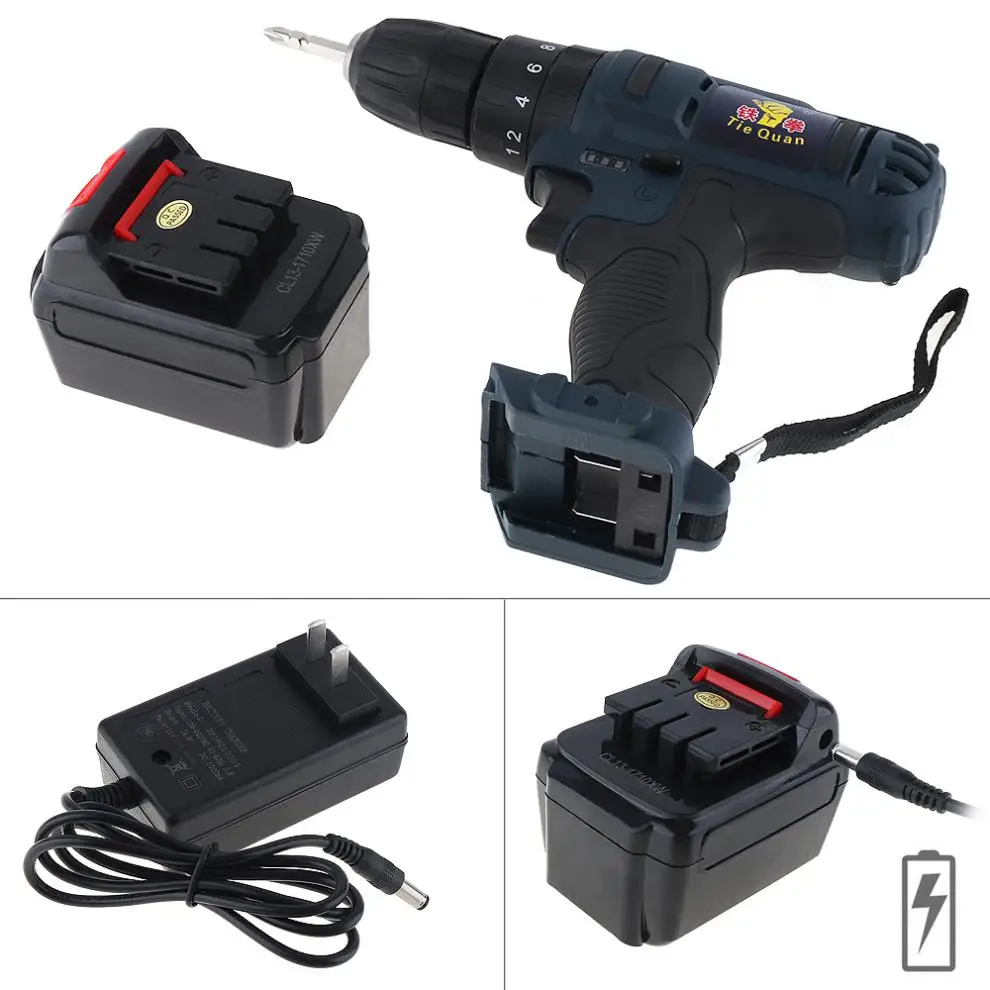 Electric Drill 110-220V Impact Cordless 21V Electric Screwdriver with 45 NM Lithium Battery for Handling Screws / Punching