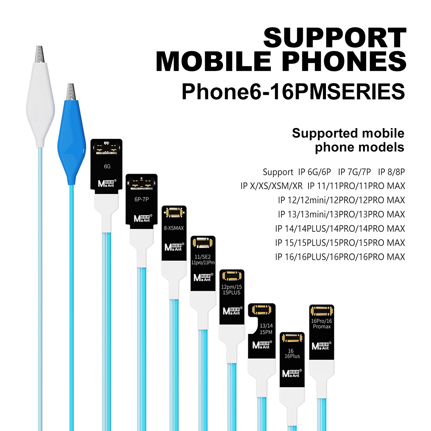 Il cavo di accensione MaAnt FY-03 supporta il nucleo in rame addensato fai-da-te per iPhone 6-16PM Test di riparazione dell'alimentazione Strumento per cavi di accensione