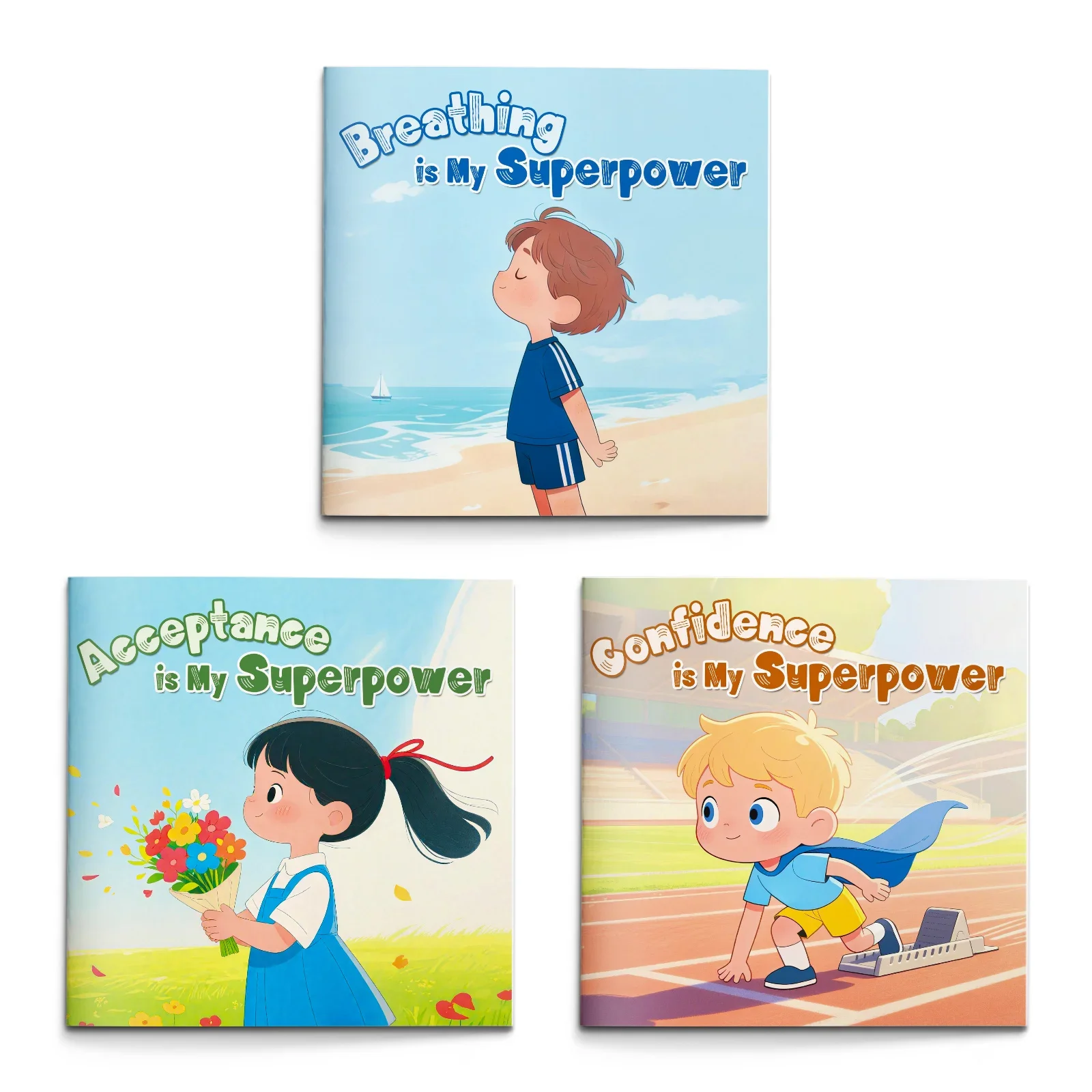 3-Book Social-Emotional Learning Picture Book Set for Kids: Breathing Is My Superpower, Acceptance Is My Superpower