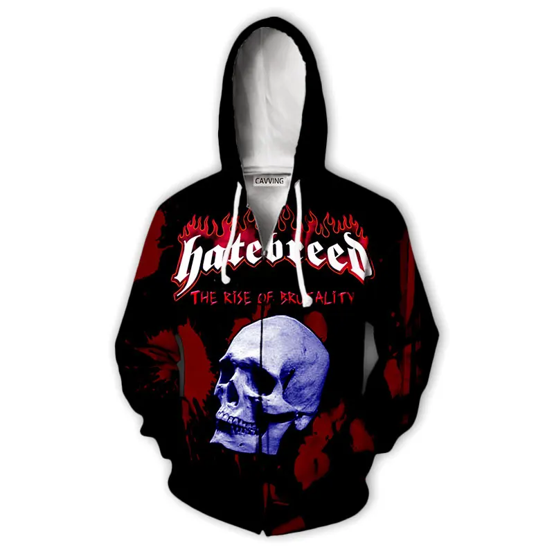 Bluza bluza z kapturem na zamek z nadrukiem 3D z Hatebreed rockowego bluzy z kapturem na zamek bluza z kapturem Harajuku bluza dla mężczyzn/kobiet