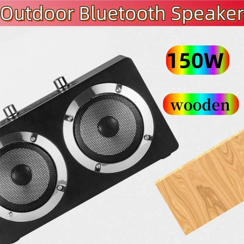 M20 Wooden Portable Bluetooth Speaker Wireless karaoke 150W high-power sound Card Outdoor Home Theater Stereo subwoofer FM Radio