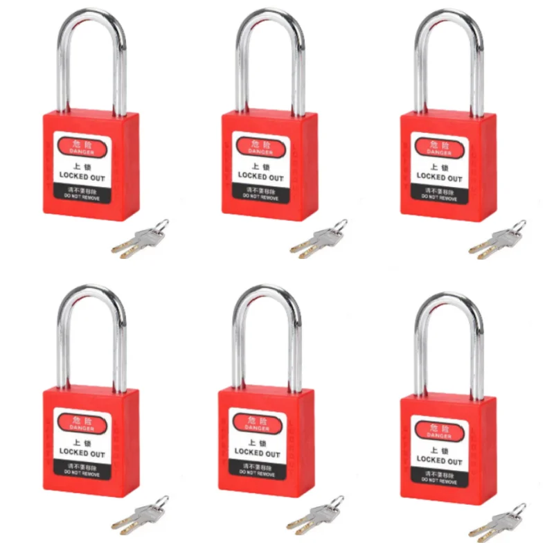 6PCS- Lockout Tagout Safety Padlock Set-6 Red Keyed Different,Keyed Alikedust-proof Loto locks,OSHA Compliant Lock Out