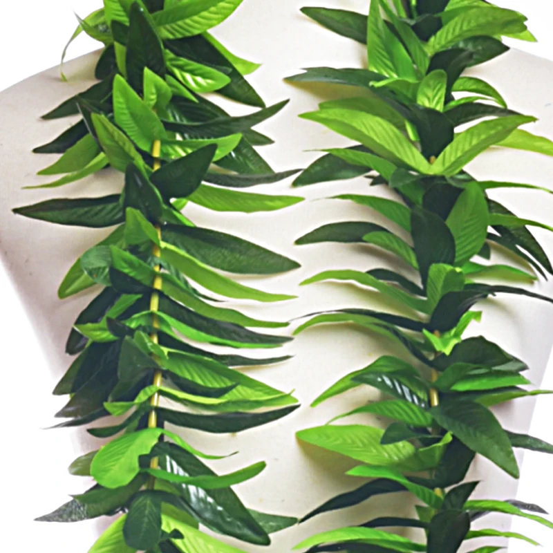 2024 Graduation Lei Hawaii Maile Lei Hula Dancer 180CM Artificial Leaves Necklace Luau Party Decorative Neck Ring Aloha Wreath