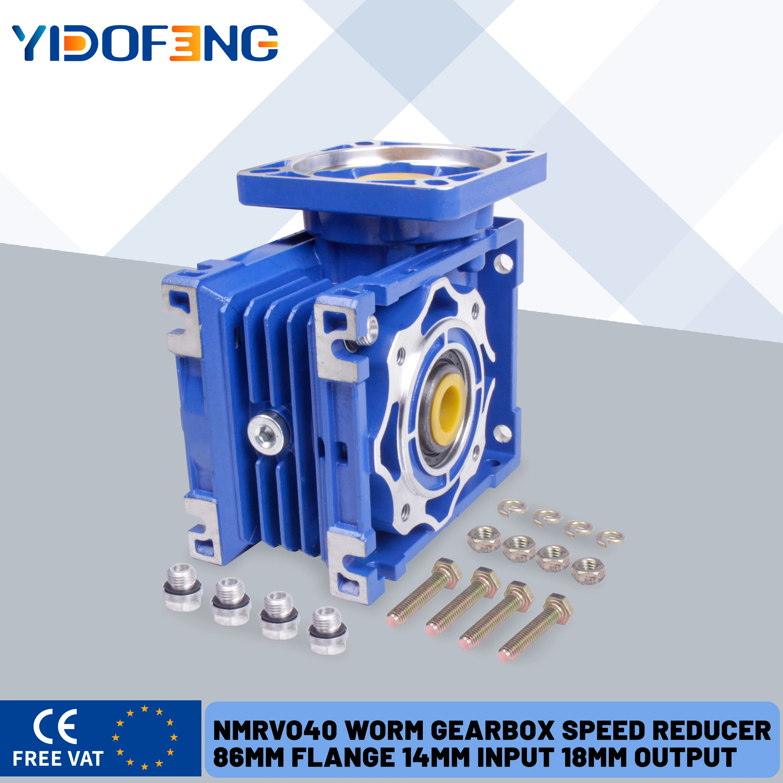 NMRV040 Worm Gearbox Reducer High Torque 14mm Output Ratio 5:1 to 100:1 For NEMA34 Stepper Motor Low Noise