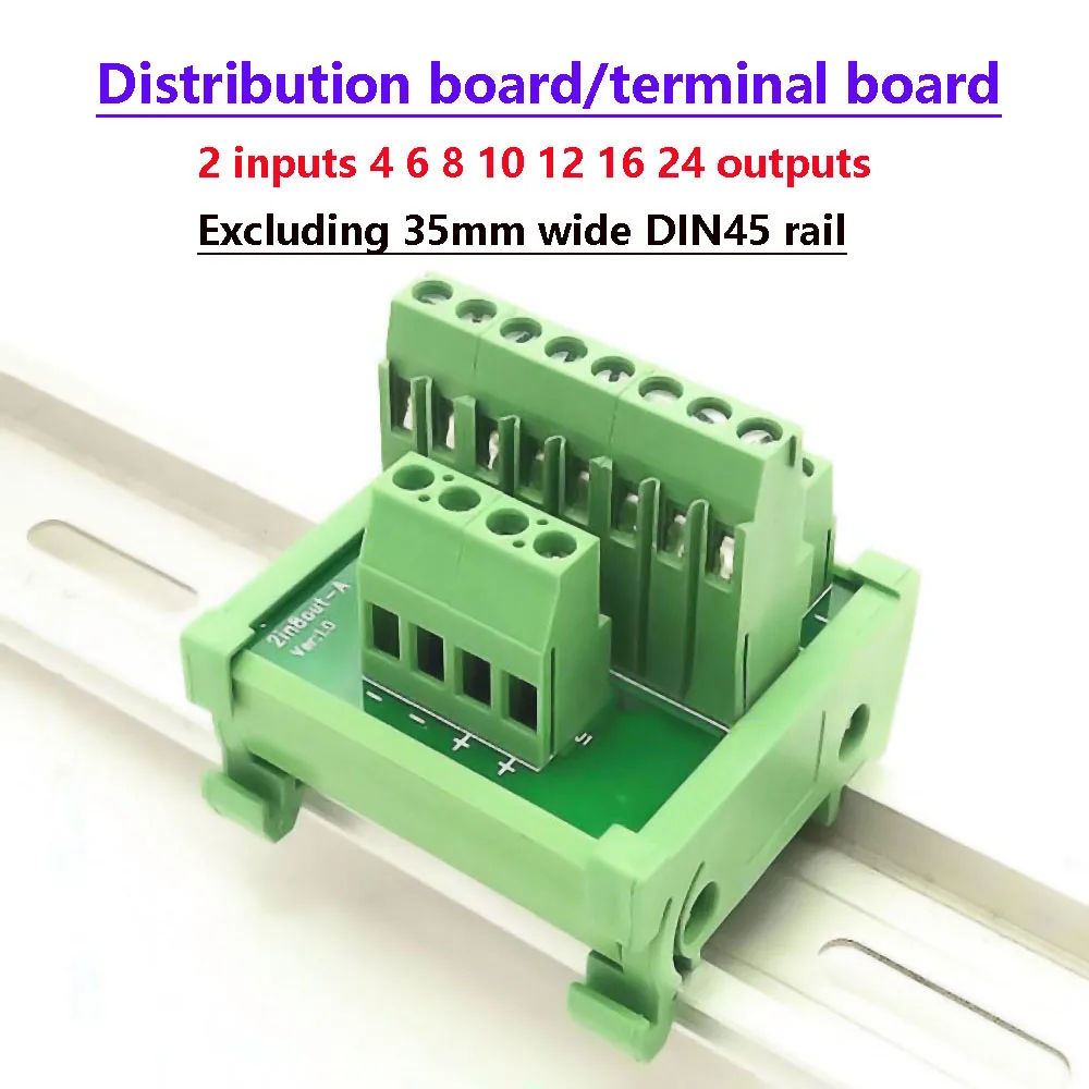 Terminal board 2In8out-A power splitter 2 in 4 6 8 10 12 16 24 output terminal board Suitable for 35mm wide DIN45 rail