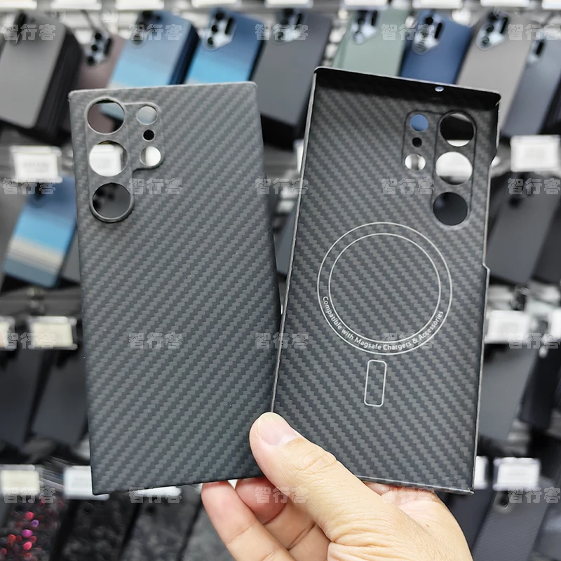 ZXKE Carbon Fiber Case voor Samsung Galaxy S26 S24 S25 Ultra met ingebouwde ijzeren plaat, magnetische autohouder, Magsafe, Aramid Fiber behuizing