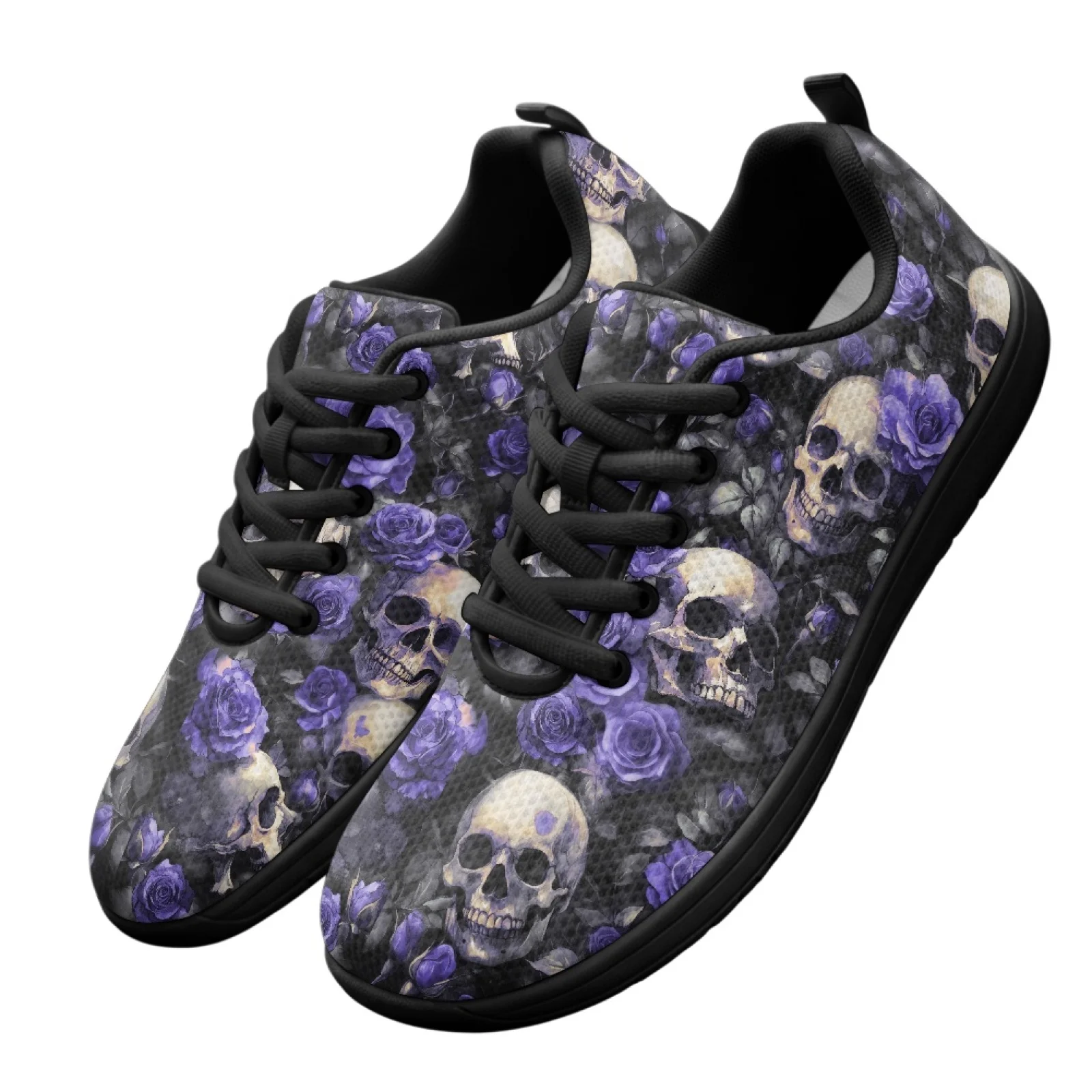 PENSTROLL Skull Roses Athletic Shoes Wide Width Sneaker for Mens Lightweight Men's Sneakers