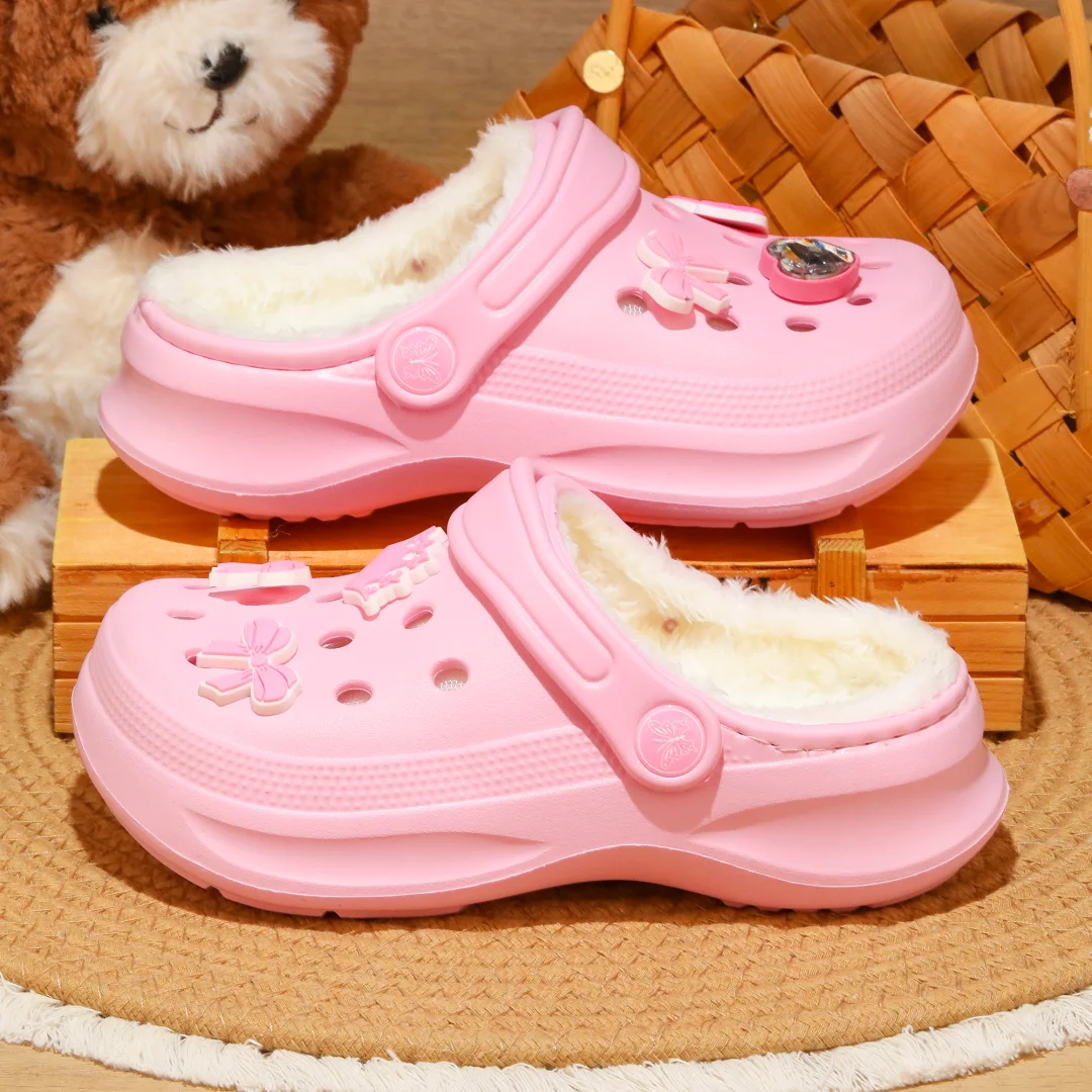 Kinder-Clogs und -Mules mit Fellfutter, leichte Garten-Schuhe mit Baumwollfutter, warme Hausschuhe für Jungen, Mädchen und Kleinkinder, 168. – Detail 12
