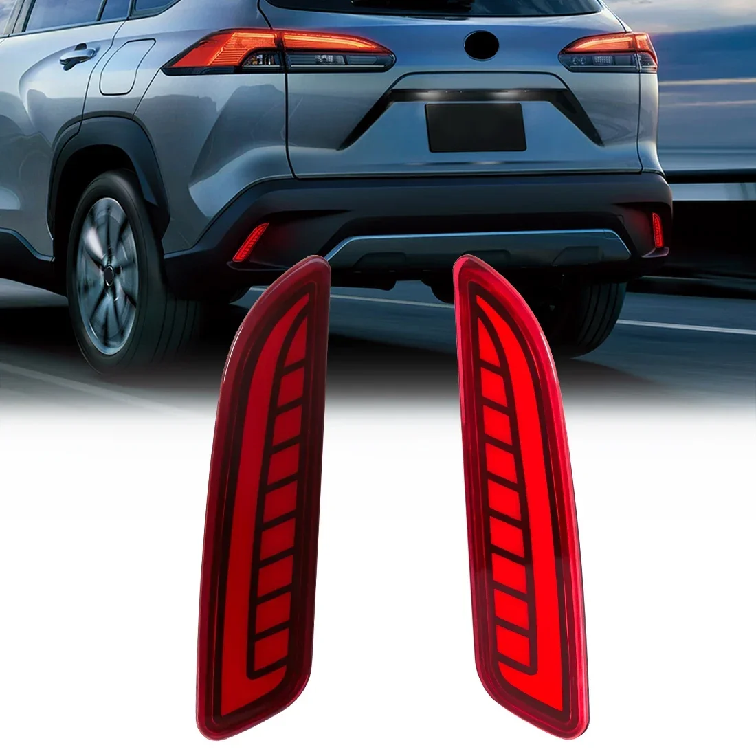 

LED Rear Bumper Reflector Light For Toyota Corolla Cross 2020 2021 Car Strop Brake Warning Start-up Dynamic Turn Signal Lamp 12V