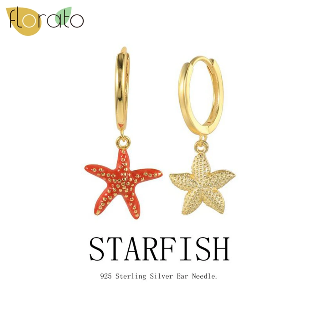 

925 Sterling Silver Ear Needl High-end Fashion Circle Earrings Unique Starfish Design Exquisite Women's Earrings Jewelry Party