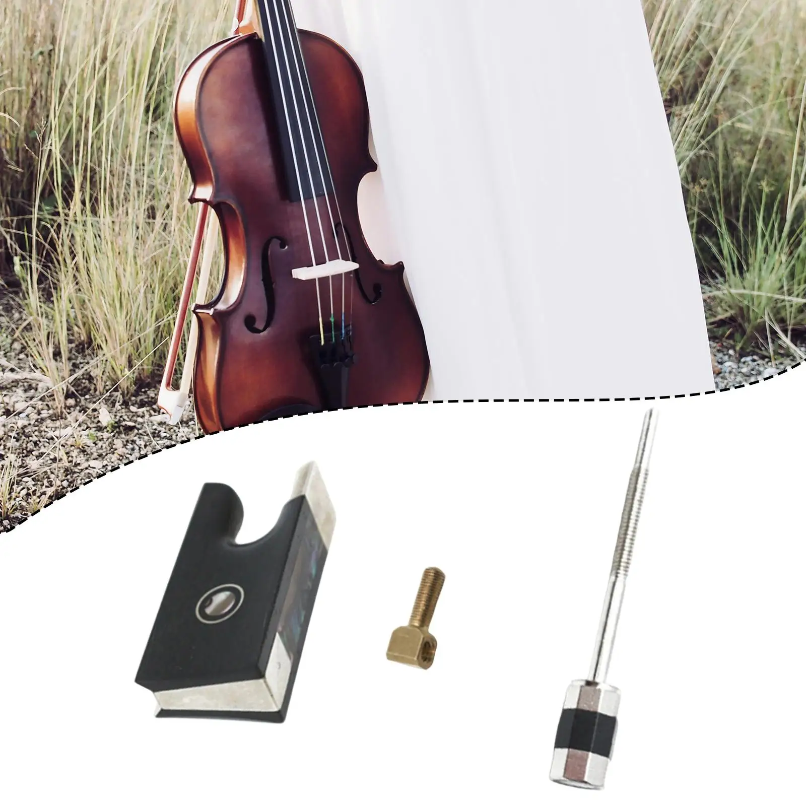 4/4 Violin Bow Frog Ebony Material Violin Bow Part Enhanced Sound Luthier Accessory for Violin DIY Upgrade