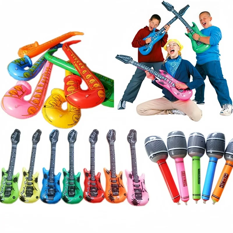3Pcs Inflatable Instruments Toy Music Balloons Set Simulation Instrument Guitars Saxophones Microphones Party Toy Gift