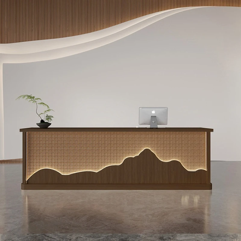 Hotel Rattan reception counter high-end  luxury checkout page reception desk business recepciones para negocio office furniture