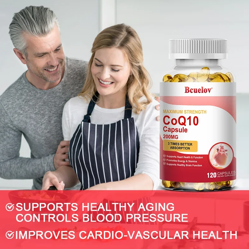 Bcuelov 200mg 3x High Absorption Coenzyme Q10 Softgels Vegetarian Gluten Free Heart Healthy Energy