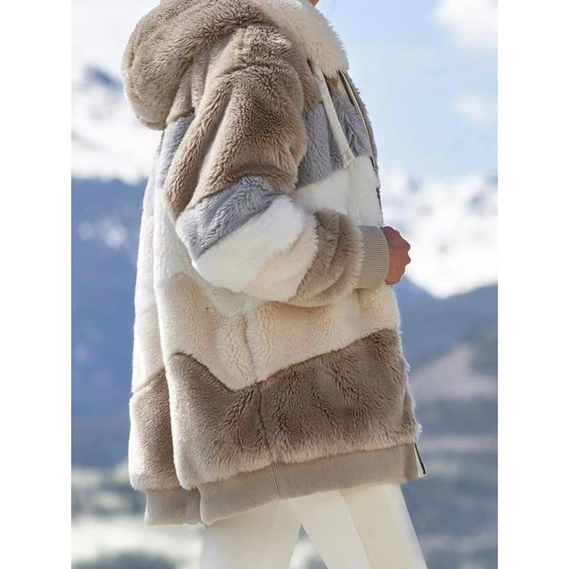 Women's Thicken Fleece Jacket Warm Oversized Hoodie Cardigan Soft Long Sleeve Zipper Fluffy Teddy Jacket with Pockets Outerwear