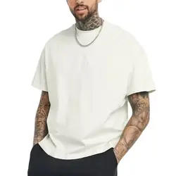 230Gsm Summer New 100% Cotton White Solid T Shirt Men Oversized Causal O-neck Basic T-shirt Male High Quality Classical