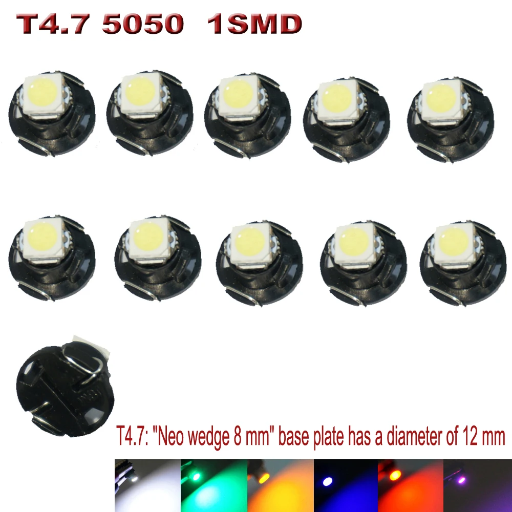 20 قطعة T3 T4.2 T4.7 led سيارة Neo إسفين أداة لوحة أضواء قياس لمبة 12 فولت أبيض أحمر أخضر الجليد الأزرق مؤشر السيارة مصباح