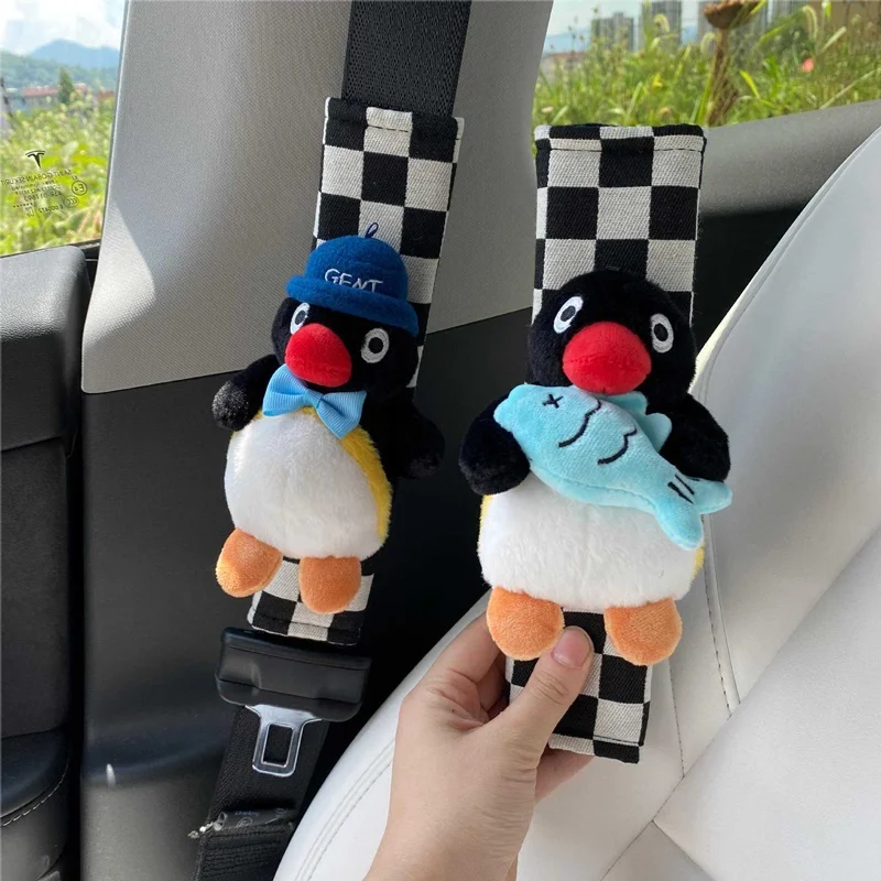 Car Seat Belt Cover Cute Penguin Auto Accessory Woman Safety Belt Protector Pad Automobile Interior Decorations Supplies