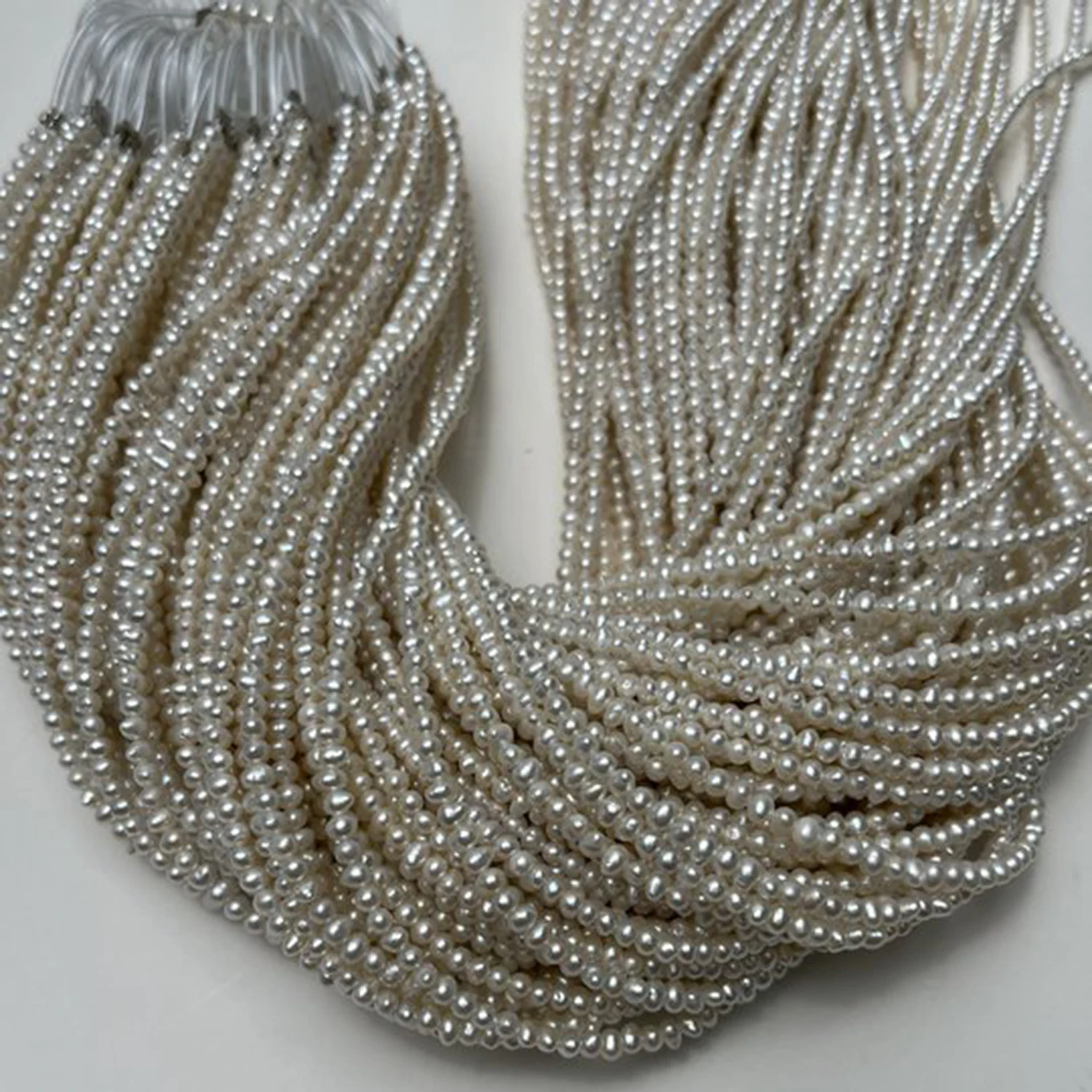 Natürliche Perlen 3-4mm Runde Form Süßwasser Weiße Halskette Halbfertige Barocke DIY-Materialien Zubehör Großhandel Schmuck