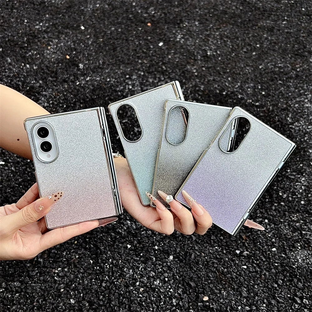Luxury Gradient Glitter Bling PU Leather Hinge Full Protection Phone Case For Samsung Galaxy Z Fold 8 Ultra 7 Fold8 Fold7 Cover