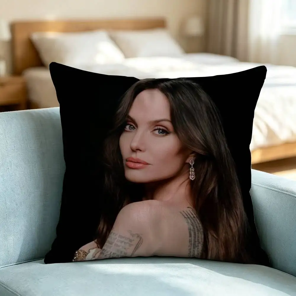 Angelina Jolie Action Goddess Square Double-Sided printed Pillow Case Bedroom Bedside Pillow Sofa Cushion Cover Gift