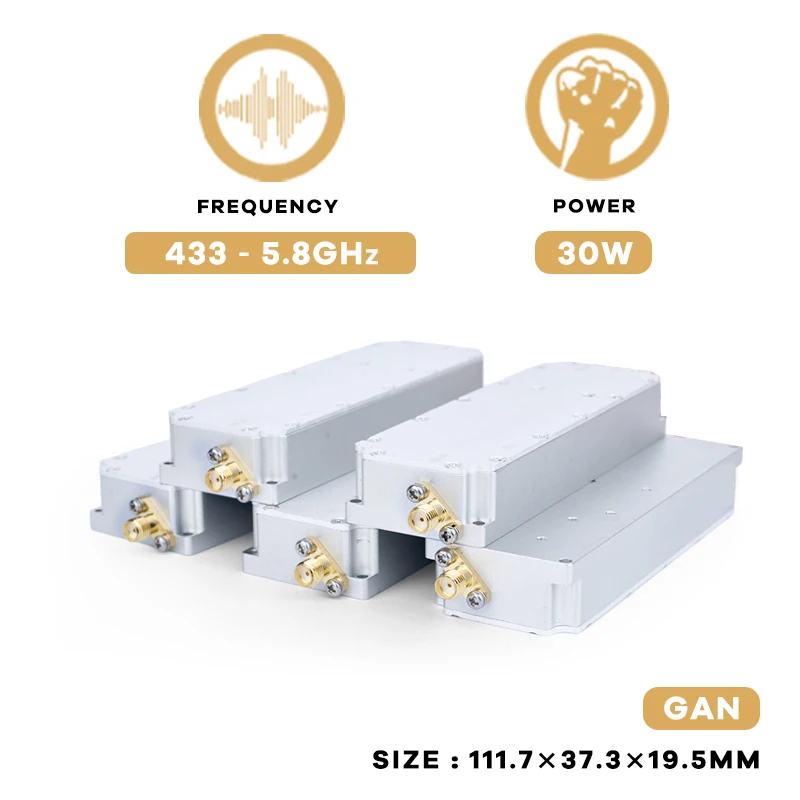 Moduł RF 30 W Moduł anty drona 433 900 1.2G 1.4G 1.5G 2.1G 2.4G Urządzenie ekranujące UAV Drone Jammerer PA Moduł wzmacniacza mocy