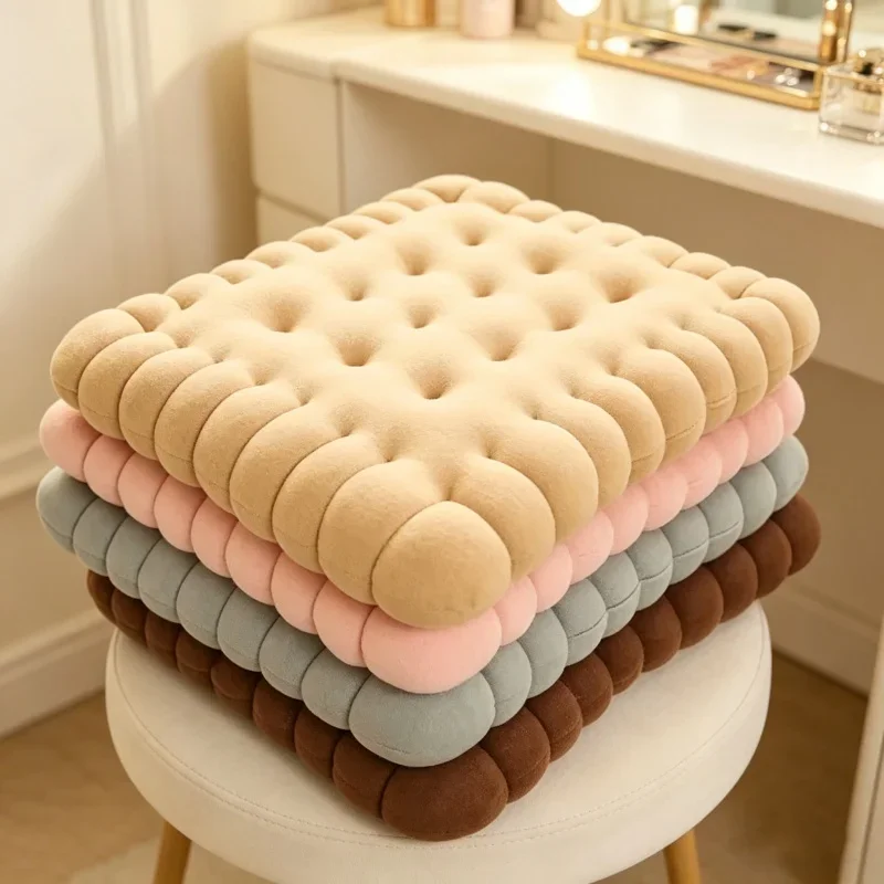 Keksform-Plüschkissen Weiches Stuhlkissen Japanisches Tatami-Rückenkissen Sofakissen Dekoratives Kissen für Zuhause und Schlafzimmer