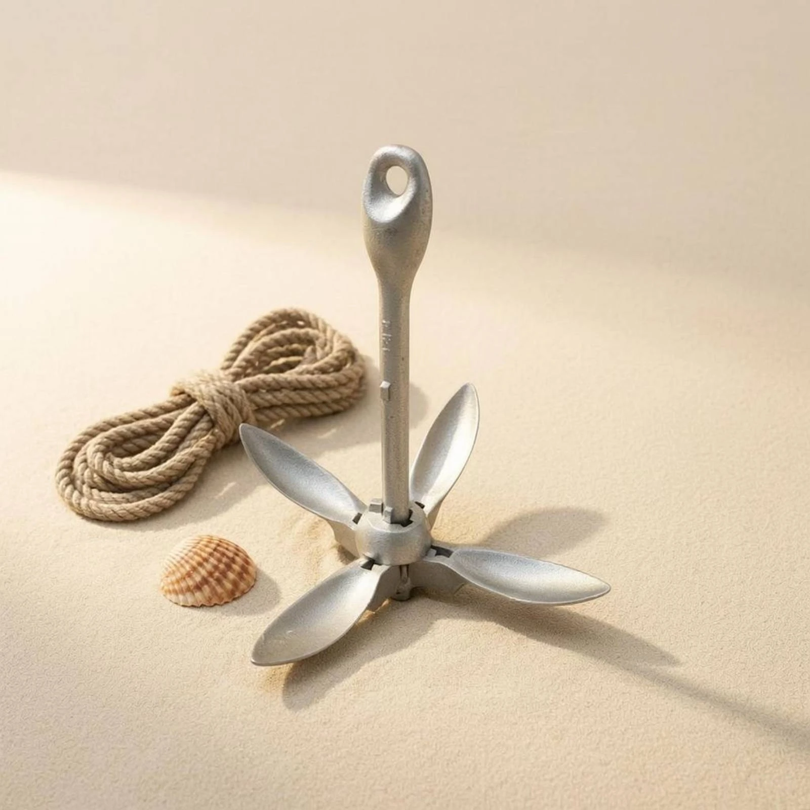 

Umbrella Anchor Easy to Stow Folding Boat Anchor Water Sports equipmentFluke Design Includes Rope for Fishing, Boating