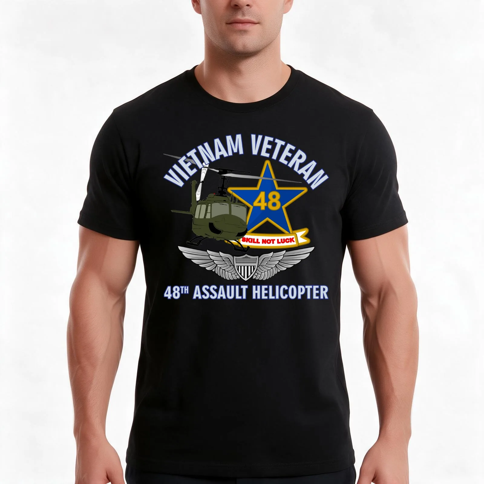 48th Assault Helicopter Co. - Vietnam T-Shirt, Summer Casual Cotton Tee, Oversized Streetwear Tops, Vintage Graphic Print