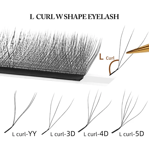 Imagen 2 del producto Yelix L/LU/M Curl YY 3D 4D 5D W forma extensión de pestañas tejidas a mano suave luz Natural pestañas prefabricadas volumen ventilador pestañas