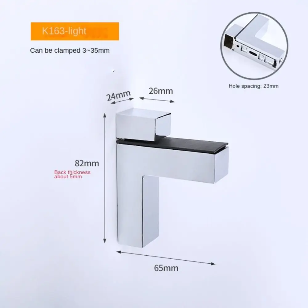 Zinc Alloy Glass Shelf Clip Adjustable Wall Mount Glass Shelf Support Hardware Part Fixed Shelf Holder Clamp Home