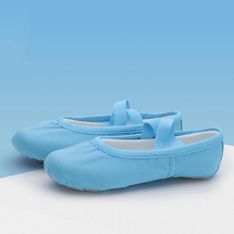 Lace Up Blue Dance Shoes Canvas Practice Shoes Soft Sole Breathable Ballet Ethnic Dance Anti Slip Universal Dance Shoes 2025 New