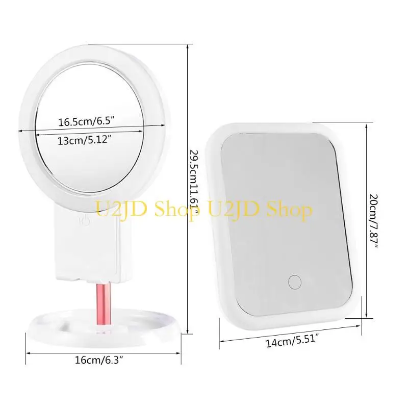 U2JD LED مصباح LED مرآة التخزين مرآة LED مرآة الوجه قابلة للتعديل لللمس باهتة