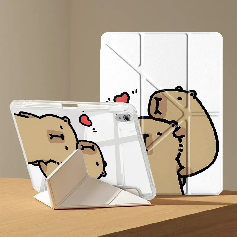 Cartoon C-Capybara With Pen Slot Cover Tablet Case For Samsung Galaxy Tab S8 S9 Plus A9 Plus A8 S10 Lite S7 FE A11