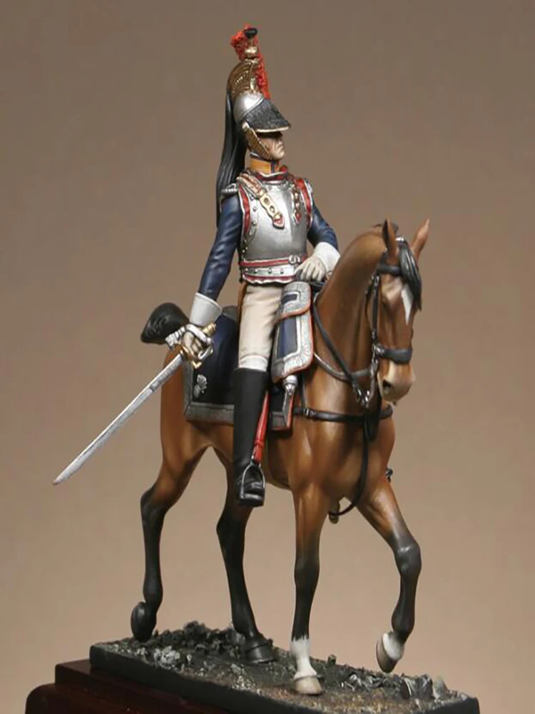 Unmontierter 1/32 54mm antiker Krieger, Fantasy-Soldat mit Pferd, Harzfigur, Miniaturmodellbausatz, unbemalt