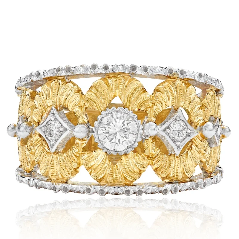 Simple Inlaid White CZ Women's Ring Trendy Two Color Hand Carving Daily Wear Party Jewelry Anniversary Gift