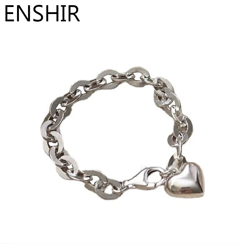 ENSHIR Hollow Circular Chain Three-dimensional Heart Bracelet for Women Men Niche Sweet Cool Party Jewelry Gifts