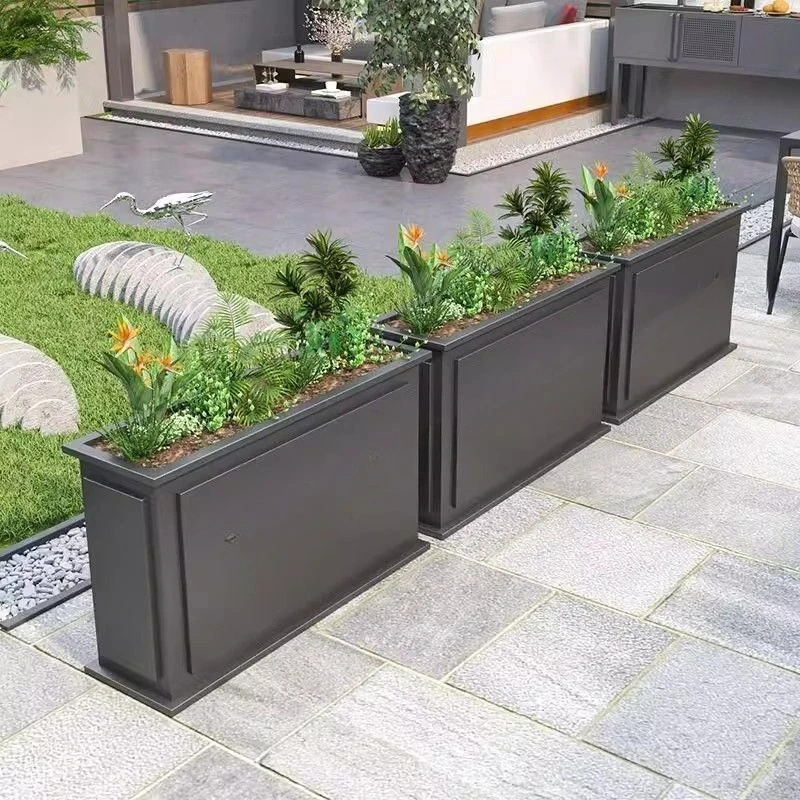 

Wrought iron outdoor carbon steel stainless steel flower slot, partition rectangular flower pot