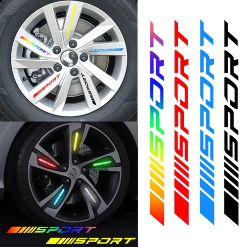 4 Uds. Pegatinas deportivas de diseño para coche, pegatinas luminosas para rueda de coche, decoración de rueda de Color, pegatinas nocturnas para motocicleta, accesorios