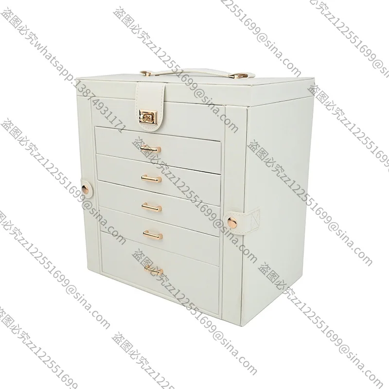 Suitable for Leather Multi-layer JewelryBox 6-layer Portable JewelryBox Earrings Ring Necklace Storage Box