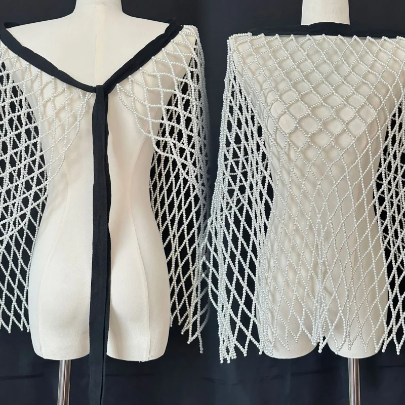 

Internet celebrity PopularinsBlogger Fashion Street Style Niche Retro Pearl Beaded Handmade Diamond-shaped Half Skirt Tie Apron