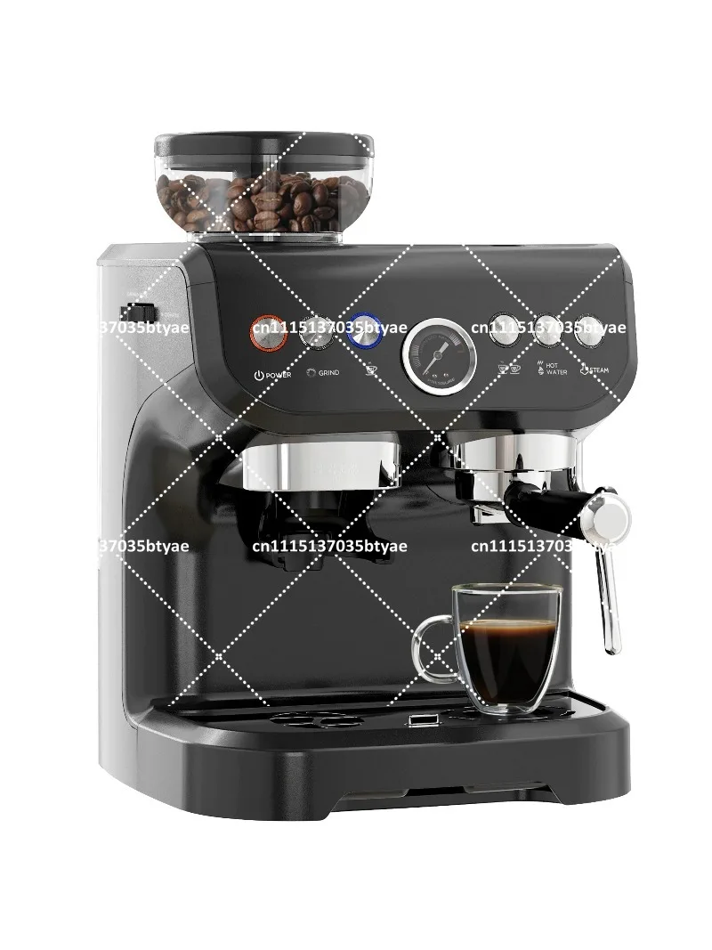 Espresso Machine, Bean Grinder & Steam Wand, 15 Bar Pressure