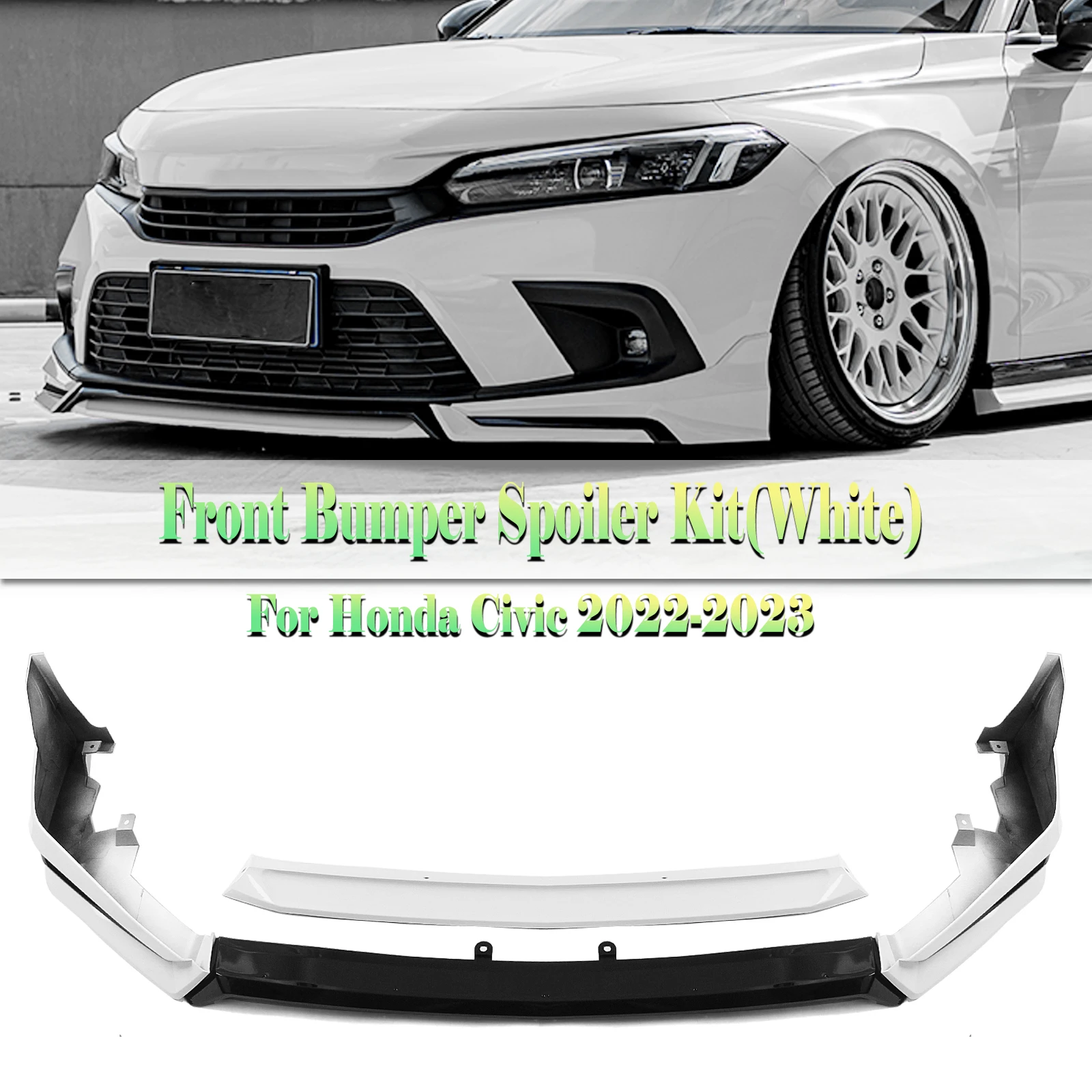 

Car Front Spoiler Lip Blade Lower Bumper Guard Flare Splitter For Honda Civic 11th Gen 2022 2023 2024