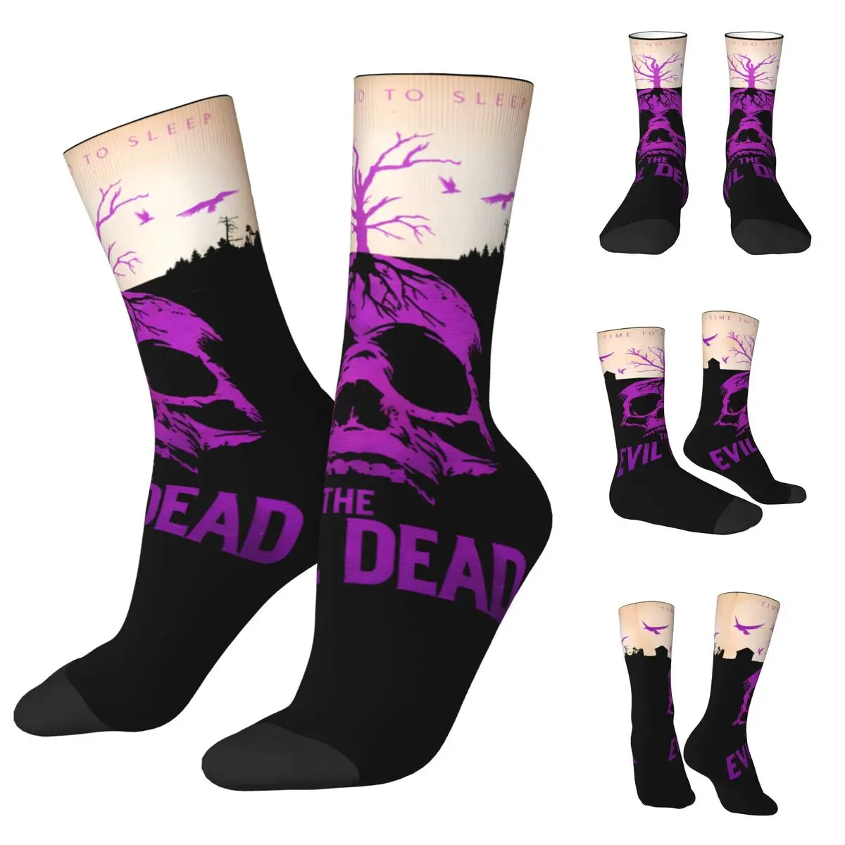 Halloween The Evil Dead Hiking Happy 3D printing Street Style Crazy cosy Unisex Socks